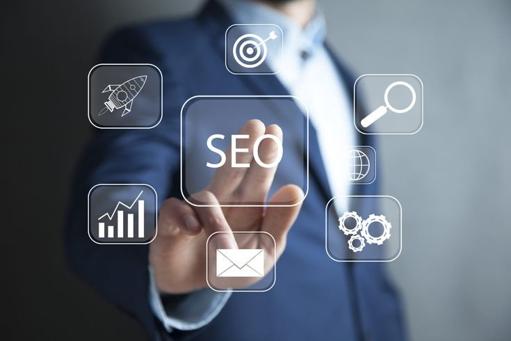 Graphique de référencement avec loupe et mots-clés